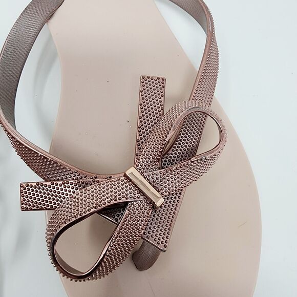 Melissa Harmonic Chrome II Flip Flop Metallic Pink Rose Bow, Jelly Sole US 9 EUC - Picture 2 of 10